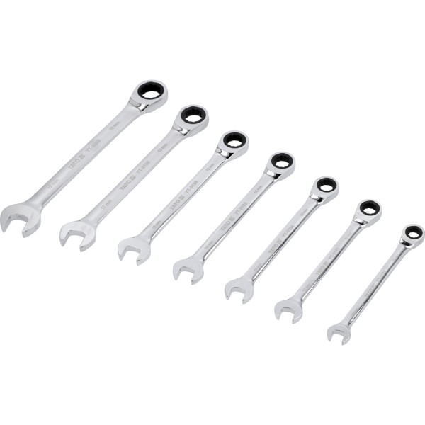 KLUCZE PŁASKO-OCZKOWE Z GRZECHOTKĄ 10-19 MM, ZESTAW 7 SZT. YT-0208