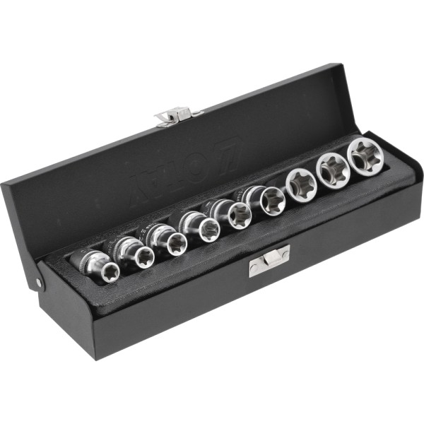 KLUCZE NASADOWE TORX, DUŻE E10-E24, ZESTAW 9 SZT. YT-0521