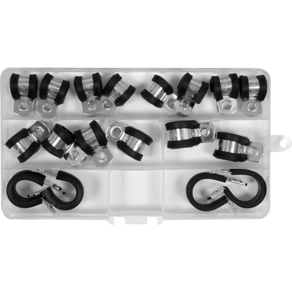 ZESTAW OPASEK ZACISKOWYCH METALOWO GUMOWYCH 18 SZTUK STAL GALWANIZOWANA YT-067833