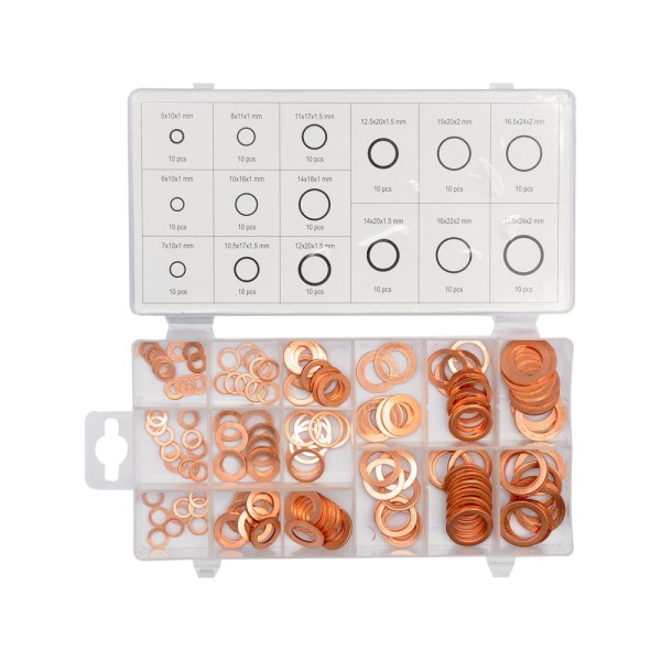 PODKŁADKI MIEDZIANE ZESTAW 150 SZT. YT-06871