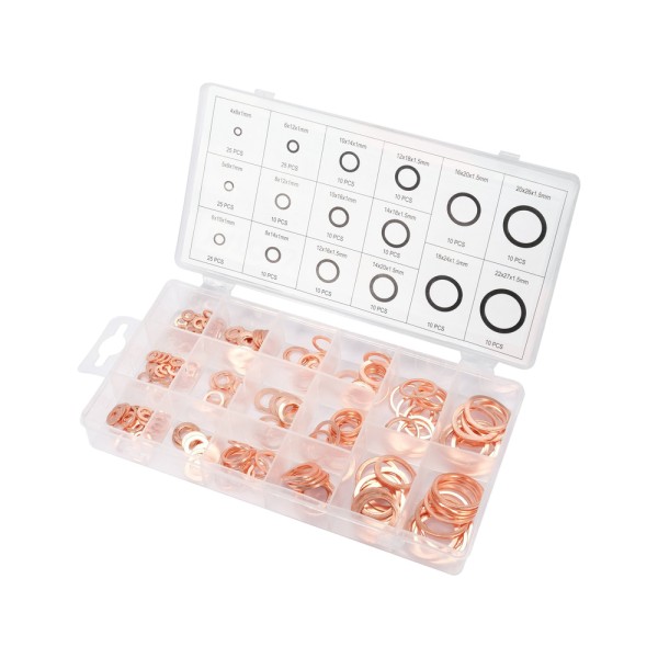 ZESTAW PODKŁADEK MIEDZIANYCH MIĘKKICH 220  SZT. YT-068721