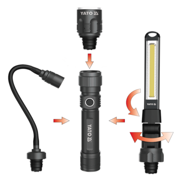 LAMPA WARSZTATOWA 3W1 W WALIZCE 380LM, LI-ION 3,7V 2200MAH, IP54 YT-08521