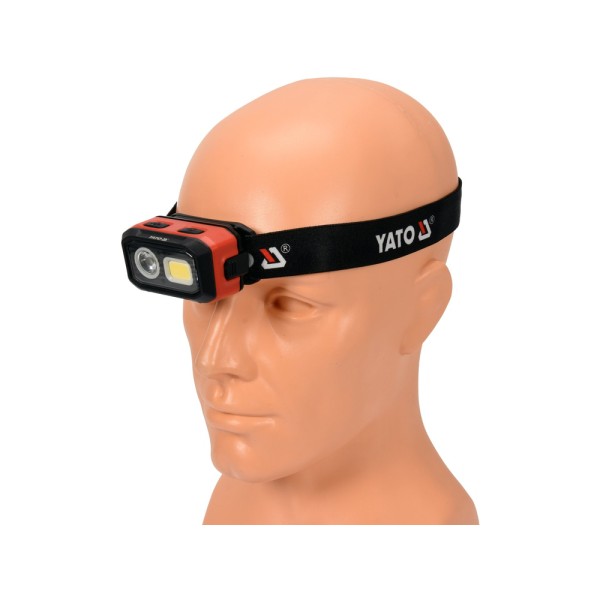 LATARKA CZOŁOWA 500LM, AKU/3XAAA, CZUJNIK RUCHU, LI-ION 3,7V 1000MAH, IP54, PŁYNNA REGULACJA ŚWIATŁA YT-08593