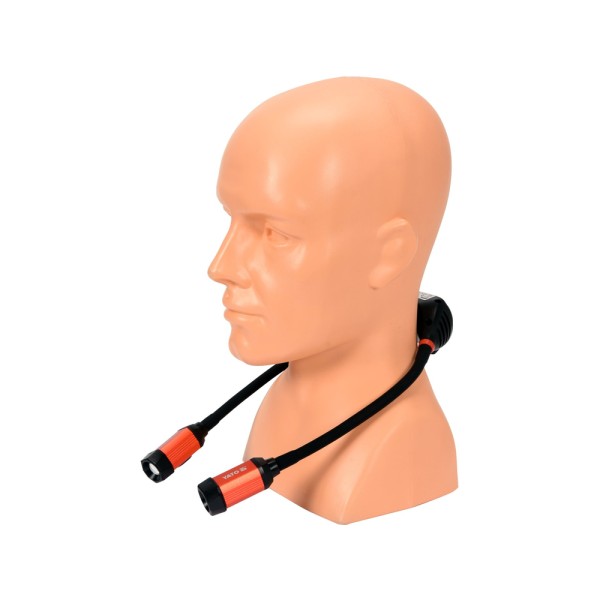 LATARKA NA SZYJĘ 300LM, PŁYNNA REGULACJA ŚWIATŁA, LI-ION 3,7V 2000MAH, ELASTYCZNE RAMIONA YT-08599