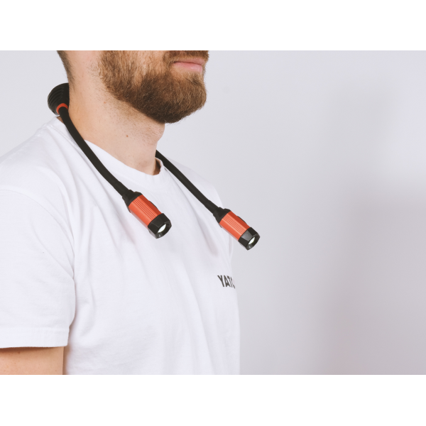 LATARKA NA SZYJĘ 300LM, PŁYNNA REGULACJA ŚWIATŁA, LI-ION 3,7V 2000MAH, ELASTYCZNE RAMIONA YT-08599