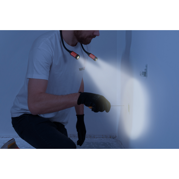 LATARKA NA SZYJĘ 300LM, PŁYNNA REGULACJA ŚWIATŁA, LI-ION 3,7V 2000MAH, ELASTYCZNE RAMIONA YT-08599