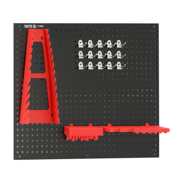 METALOWA TABLICA NARZĘDZIOWA Z POJEMNIKAMI I UCHWYTAMI. ZESTAW 34 CZĘŚCI YT-08980