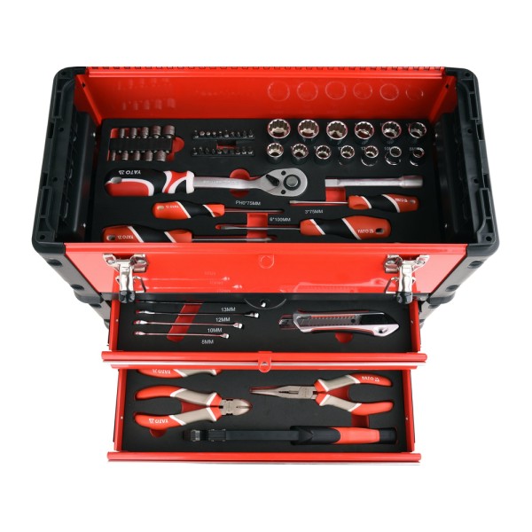 WÓZEK NARZĘDZIOWY 3CZĘŚCIOWY Z NARZĘDZIAMI YT-09104