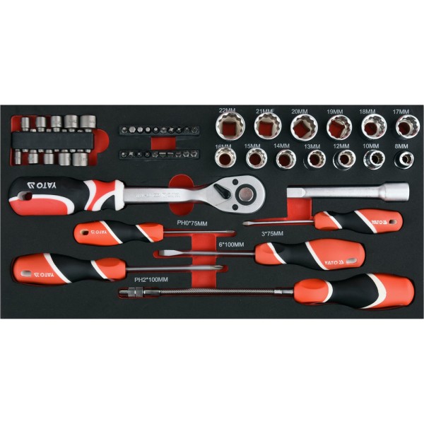 WÓZEK NARZĘDZIOWY 3CZĘŚCIOWY Z NARZĘDZIAMI YT-09104