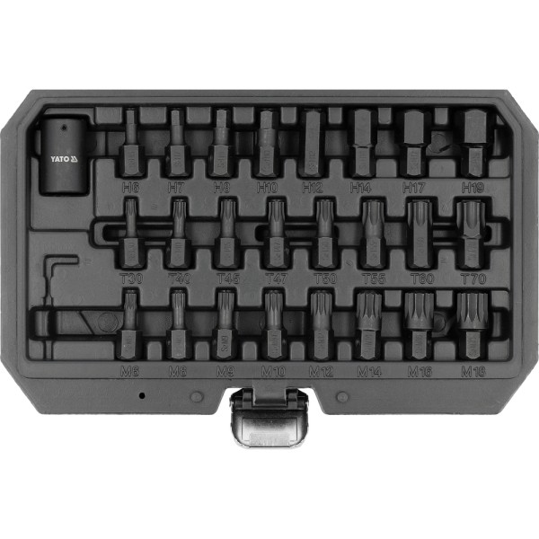 ZESTAW UDAROWYCH KLUCZY TRZPIENIOWYCH Z NASADKĄ 25 ELEMENTÓW YT-10657