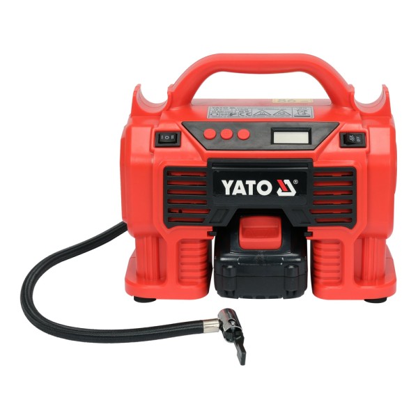 KOMPRESOR SAMOCHODOWY 18V, 11 BAR, 12 L/MIN - AKUMULATOR 3 AH YT-23247