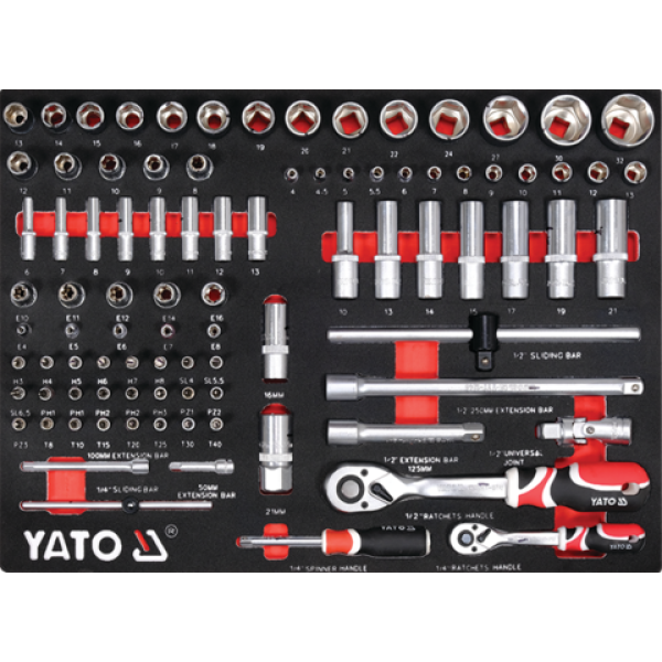 SZAFKA SERWISOWA ZE 157 NARZĘDZIAMI, 7 SZUFLAD Z BLOKADĄ OTWARCIA YT-55308