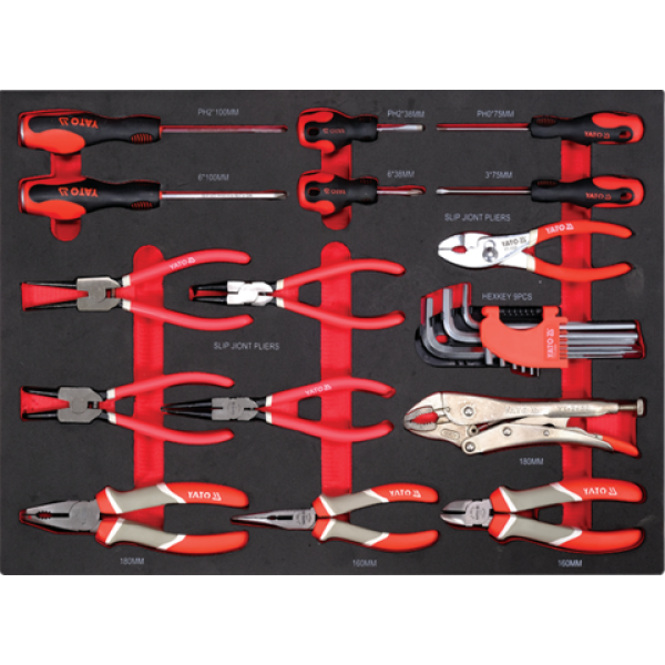 SZAFKA SERWISOWA ZE 157 NARZĘDZIAMI, 7 SZUFLAD Z BLOKADĄ OTWARCIA YT-55308