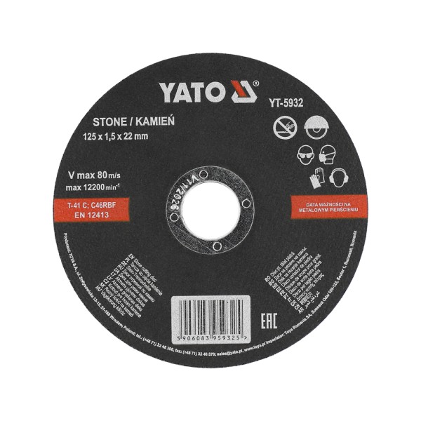 TARCZA DO CIĘCIA KAMIENIA 125X1,5X22 MM YT-5932