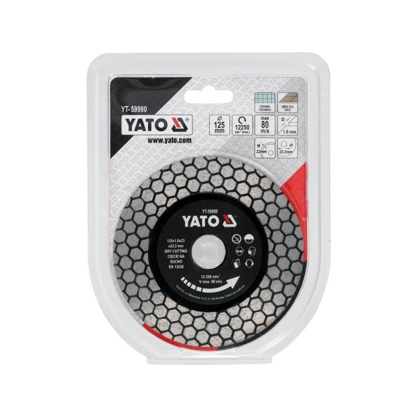 TARCZA DO SZLIFOWANIA I CIĘCIA GRESU PORCELANOWEGO ORAZ GRANITU 125MM YT-59980