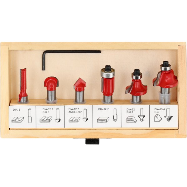 FREZY WIDIOWE DO DREWNA TRZPIEŃ FI 8 MM, KPL. 6 SZT YT-68001