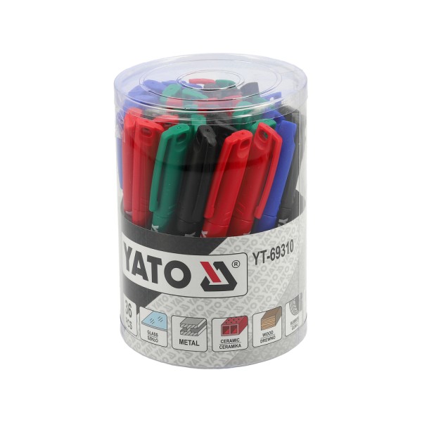 MARKERY TECHNICZNE OPK. 36 SZT / CZARNY-ZIELONY-NIEBIESKI-CZERWONY YT-69310