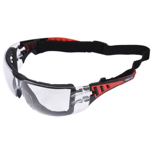 OKULARY OCHRONNE BEZBARWNE Z DOPINANYM ELASTYCZNYM PASKIEM PODTRZYMUJĄCYM I ZAUSZNIKAMI YT-73700