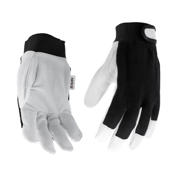 RĘKAWICE ROBOCZE BAWEŁNA/SKÓRA CZARNE ROZM. 8 YT-74639