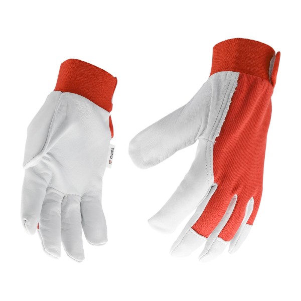 RĘKAWICE ROBOCZE BAWEŁNA/SKÓRA CZERWONE ROZM. 8 YT-746418