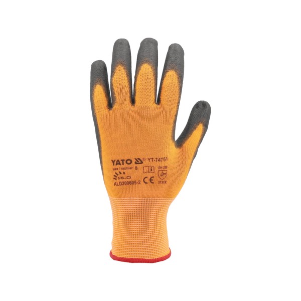 RĘKAWICE OCHRONNE POWLEKANE PU Z POWŁOKĄ DO OBSŁUGI SMARTFONA ROZMIAR 9 YT-74752