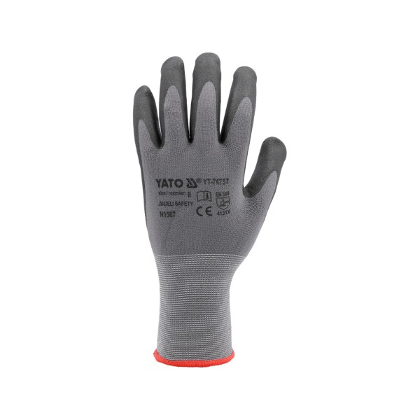 RĘKAWICE OCHRONNE NYLONOWE POWLEKANE SPIENIONYM NITRYLEM Z ANTYPOŚLIZGOWYM NAKROPIENIEM ROZMIAR 9 YT-74758