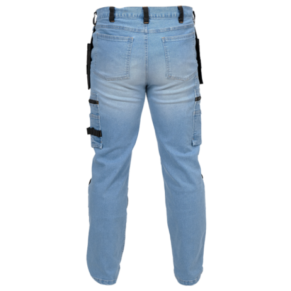 SPODNIE ROBOCZE MONTERSKIE STRETCH JEANS LIGHT BLUE ROZM. M YT-79071