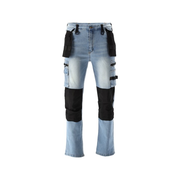 SPODNIE ROBOCZE MONTERSKIE STRETCH JEANS LIGHT BLUE ROZM. L YT-79072