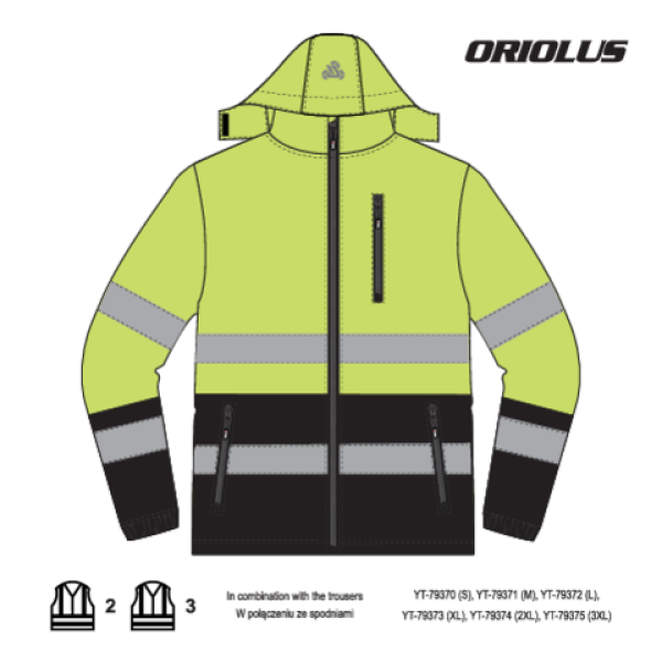 KURTKA SOFTSHELL OSTRZEGAWCZA ORIOLUS ROZM. 2XL YT-79398