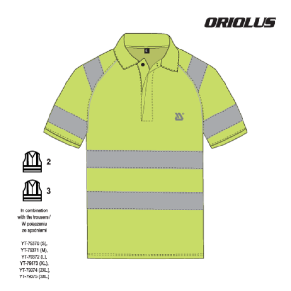 KOSZULKA POLO OSTRZEGAWCZA ORIOLUS. ROZM. L YT-79412