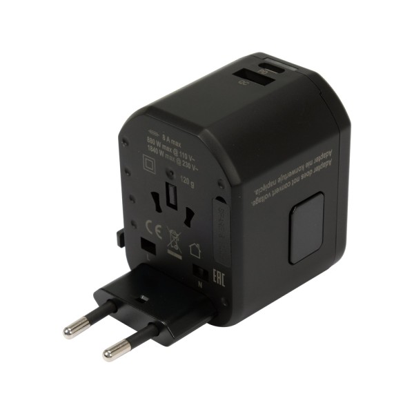 UNIWERSALNY ADAPTER PODRÓŻNY DO PONAD 150 KRAJÓW Z SZYBKĄ ŁADOWARKĄ USB Q.C. 3.0, 20W YT-81300