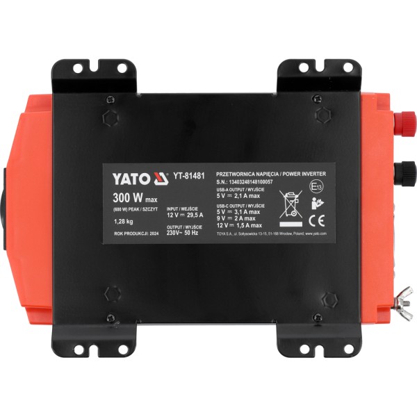 PRZETWORNICA NAPIĘCIA 12/230V 300W CZYSTY SINUS YT-81481