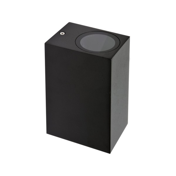 LAMPA ŚCIENNA ZEWNĘTRZNA CZARNA ALUMINIOWA 2XGU10 KWADRATOWA YT-81903