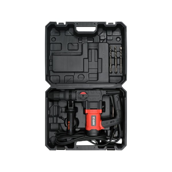 MŁOT UDAROWO-OBROTOWY SDS+ 1100W, 3 FUNKCJE (KUCIE, WIERCENIE Z UDAREM I BEZ UDARU), W KOMPLECIE WIERTŁA I DŁUTA YT-82118