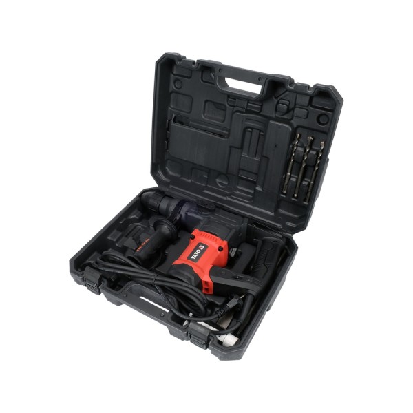 MŁOT UDAROWO-OBROTOWY SDS+ 1100W, 3 FUNKCJE (KUCIE, WIERCENIE Z UDAREM I BEZ UDARU), W KOMPLECIE WIERTŁA I DŁUTA YT-82118