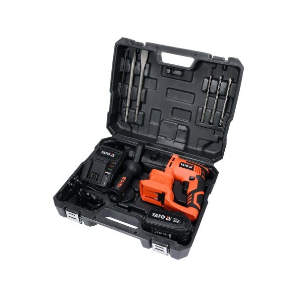 MŁOTOWIERTARKA 18V SDS PLUS 2J, Z PODKUWANIEM - AKUMULATOR 3 AH YT-82770