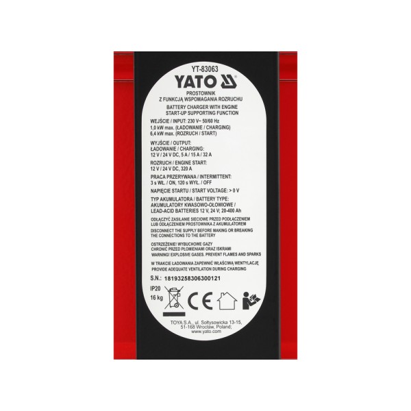 PROSTOWNIK Z ROZRUCHEM 20-400 AH YT-83063