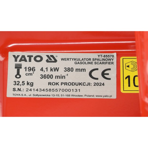 WERTYKULATOR/AERATOR SPALINOWY 2W1 38CM POJ 196CM3 YT-85570