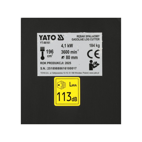 RĘBAK/PRZECINARKA DO GAŁĘZI SPALINOWA ŚREDNICA CIĘCIA 80 MM, POJ.  196 CM3 YT-86161