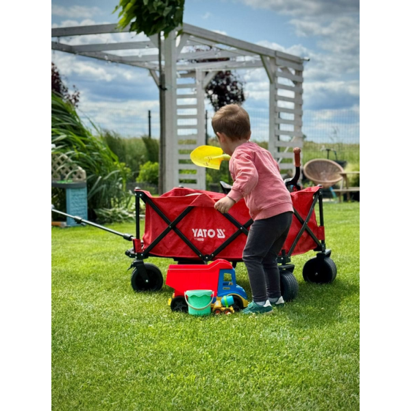 WÓZEK OGRODOWY TURYSTYCZNY SKŁADANY Z SZEROKIMI OPONAMI 100KG + MATA YT-86950