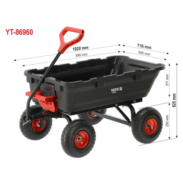 WÓZEK OGRODOWY Z WYWROTKĄ XL 350KG KOŁA 10