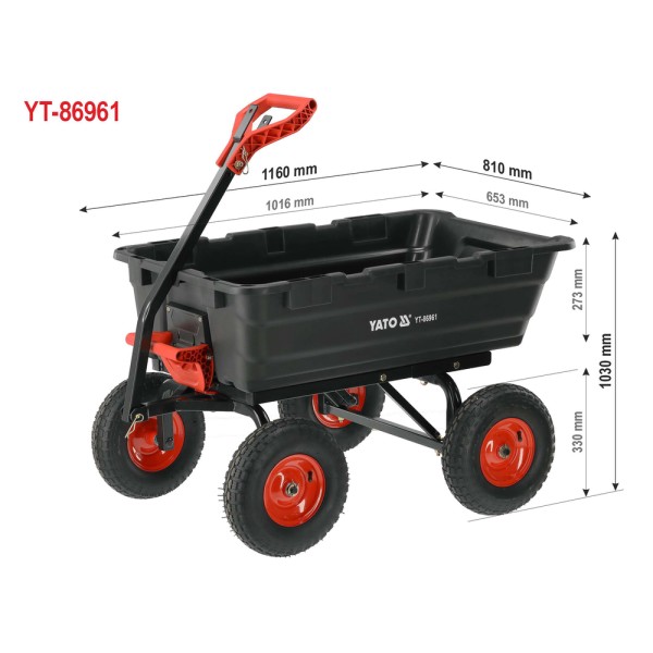 WÓZEK OGRODOWY Z WYWROTKĄ XXL 550KG KOŁA 13