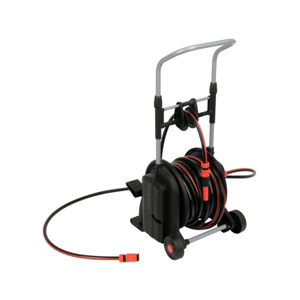 WĄŻ NA WÓZKU 25 M ZWIJANY STOPĄ YT-90120
