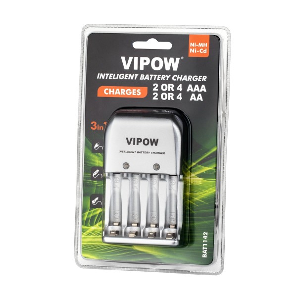 Ładowarka do akumulatorków VIPOW 3w1 PFC001 4xAA 4xAAA