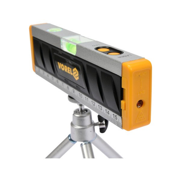 POZIOMNICA LASEROWA MINI L-170 MM  Z PODŚWIETLANYMI LIBELLAMI I STATYWEM 17560