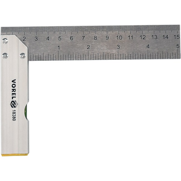 KĄTOWNIK METALOWY 150 MM ZE STOPKĄ I LIBELLĄ 18380