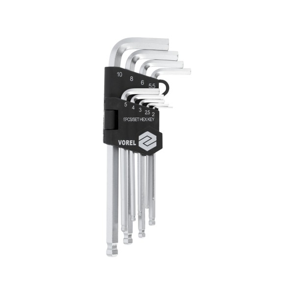 KLUCZE SZEŚCIOKĄTNE /HEX/ 2-10 MM, CR-V, ZESTAW 9 SZT. 56477