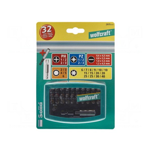 Zestaw narzędzi: końcówki wkrętakowe WOLFCRAFT 2975000