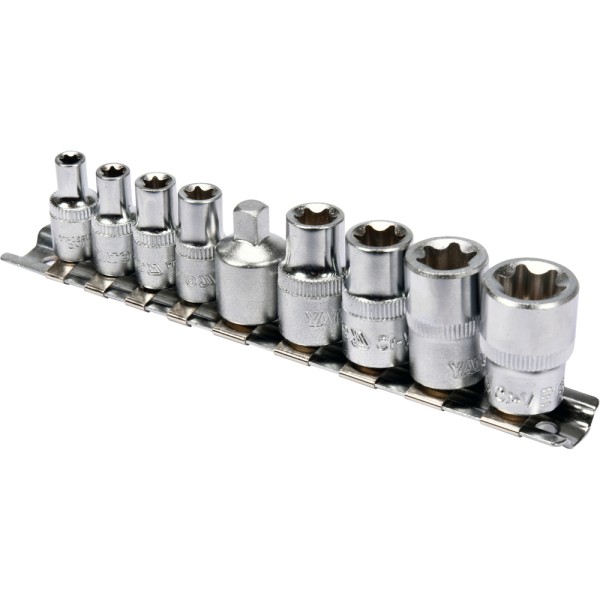 KLUCZE NASADOWE TORX E5-E16, ZESTAW 9 SZT. YT-0520