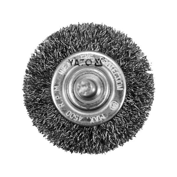 SZCZOTKA TARCZOWA Z TRZPIENIEM 50MM INOX NA WIERTARKĘ YT-47565
